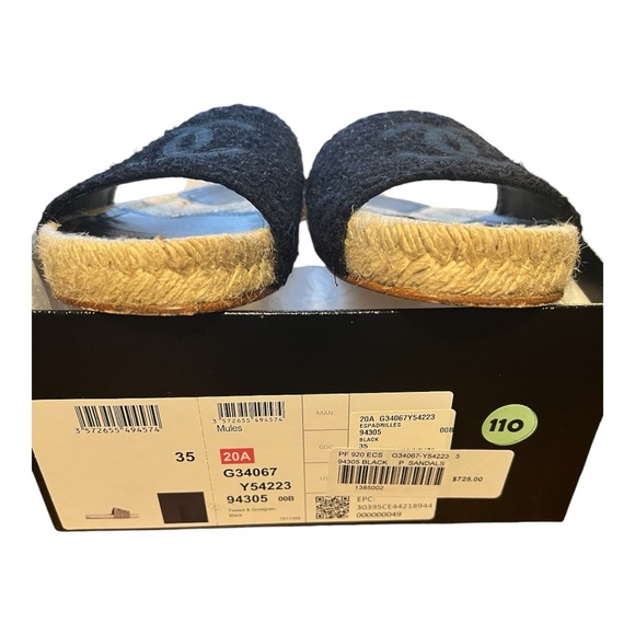 Chanel Interlocking CC Espadrille Tweed and Grosgrain Black Slide Sandal size 35 - Picture 6 of 16
